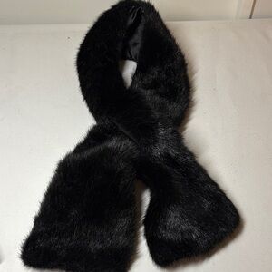 Ben Berger Black Acrylic Faux Fur Scarf One Size